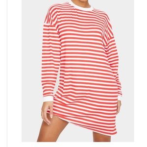 Red Wide Stripe Boyfriend Tshirt Dress!
